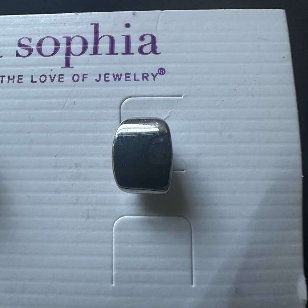 Lia Sophia Silver Stud Earrings Minimalist Design - Picture 2 of 3